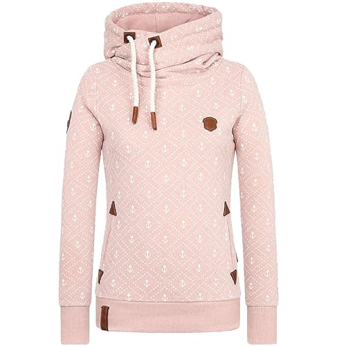 Coloody Damen Kapuzenpullover Winter Langarm Hoodie Rollkragenpullover Drucken Sweatshirt Outwear mit Kapuze von Coloody