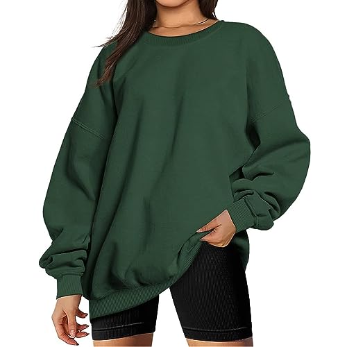 Coloody Pullover Sweatshirt Damen Oversize Langarm Fleece Rundhalsausschnitt Sweatshirt Oberteile Herbst Winter Teenage Mädchen Klamotten von Coloody