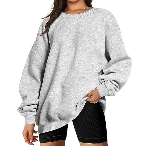 Coloody Pullover Sweatshirt Damen Oversize Langarm Fleece Rundhalsausschnitt Sweatshirt Oberteile Herbst Winter Teenage Mädchen Klamotten von Coloody