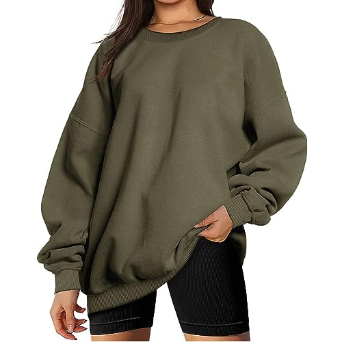 Coloody Pullover Sweatshirt Damen Oversize Langarm Fleece Rundhalsausschnitt Sweatshirt Oberteile Herbst Winter Teenage Mädchen Klamotten von Coloody