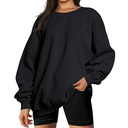 Coloody Pullover Sweatshirt Damen Oversize Langarm Fleece Rundhalsausschnitt Sweatshirt Oberteile Herbst Winter Teenage Mädchen Klamotten von Coloody