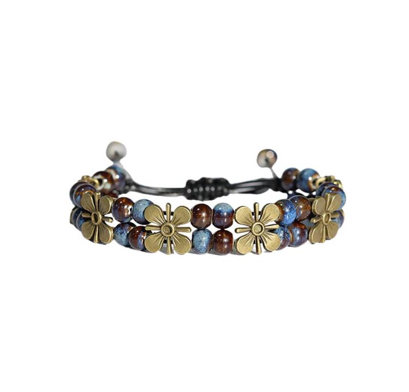 Color Design Armband Handgemachtes Porzellan Armband mit Blumen Design, zweireihiger Boho Schmuck für Damen verstellbares Accessoire von Color Design