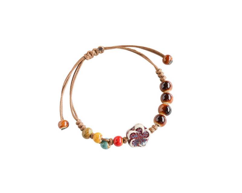 Color Design Armband Handgemachtes Porzellan Armband mit bunten Perlen und Blume, verstellbares Boho Schmuckstück für Damen von Color Design