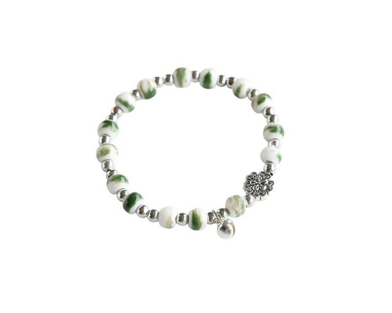 Color Design Armband Handgemachtes Porzellan Armband mit bunten Perlen und Blumen Charm, elastischer Schmuck für Damen und Mädchen von Color Design