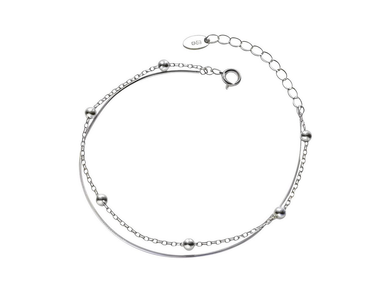 Color Design Armband S925 Silber Armband mit Kugel Elementen und Doppelketten Design von Color Design