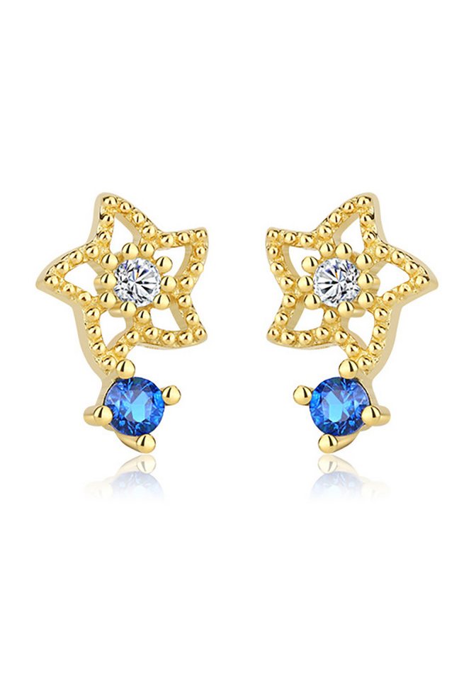 Color Design Paar Ohrstecker Stern Ohrringe SMK-21K1 (Ohrstecker Stern mit Zirkonia), aus S925 Sterling Silber von Color Design