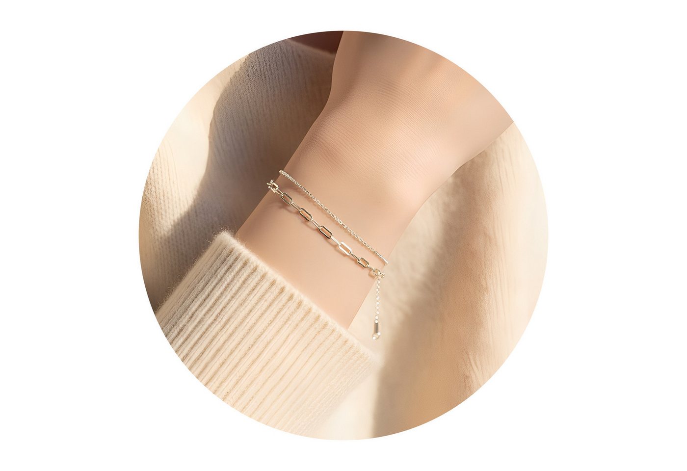 Color Design Silberarmband Zweireihiges Armband mit Gliederkette geometrischem Design von Color Design