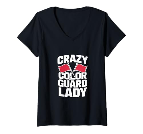 Damen Verrückte Fahnenschwenkerin T-Shirt mit V-Ausschnitt Damen Verrückte Fahnenschwenkerin T-Shirt mit V-Ausschnitt von Color Guard Marching Band