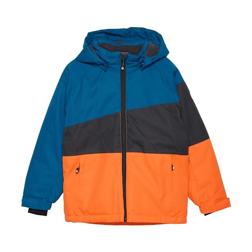 Color Kids Boys Ski Jacket Colorblock Colorblock-Blau-Orange-Schwarz - Wasserdichte atmungsaktive Jungen Skijacke, Größe von Color Kids