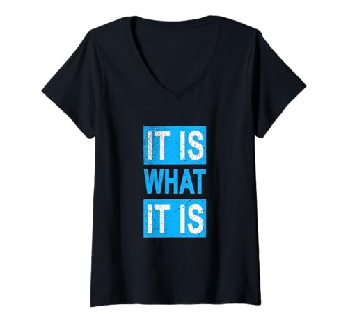 Damen Blau Es ist wie Diese Blaue Grafik T-Shirt mit V-Ausschnitt von Color Match Blue Graphic Tee