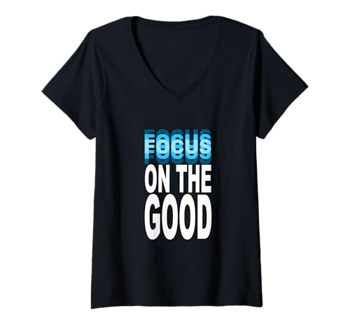 Damen Blau Good Focus Blaue Grafik T-Shirt mit V-Ausschnitt von Color Match Blue Graphic Tee