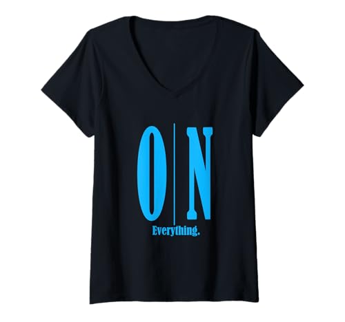 Damen Blau auf Alles. Blaue Grafik T-Shirt mit V-Ausschnitt von Color Match Blue Graphic Tee