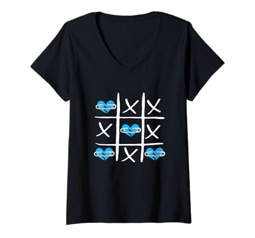 Damen Blaue Grafik für Verlierer/Liebhaber in Blau T-Shirt mit V-Ausschnitt von Color Match Blue Graphic Tee