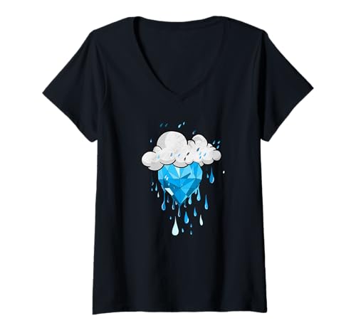 Damen Blaue Grafik von Blue Storms Can't Dim My Shine T-Shirt mit V-Ausschnitt von Color Match Blue Graphic Tee