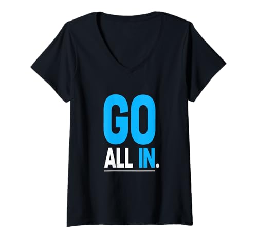 Damen Blaue No-Halfsies Blaue Grafik T-Shirt mit V-Ausschnitt von Color Match Blue Graphic Tee