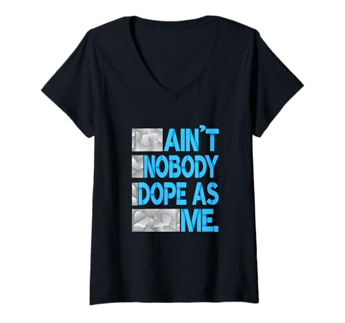 Damen Blaue Nobody Doper Blaue Grafik T-Shirt mit V-Ausschnitt Damen Blaue Nobody Doper Blaue Grafik T-Shirt mit V-Ausschnitt von Color Match Blue Graphic Tee