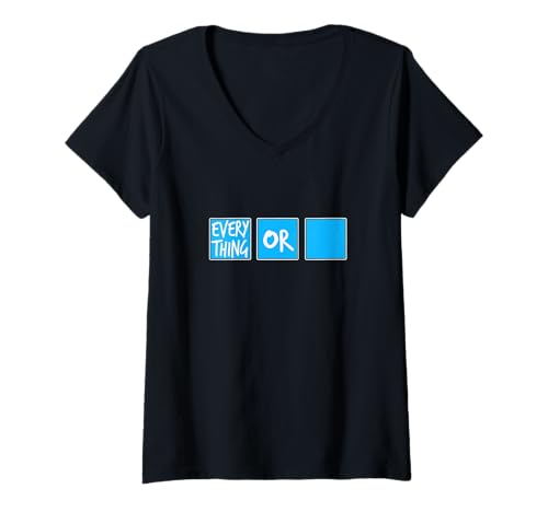 Damen Blaue oder Nichts Blaue Grafik T-Shirt mit V-Ausschnitt von Color Match Blue Graphic Tee