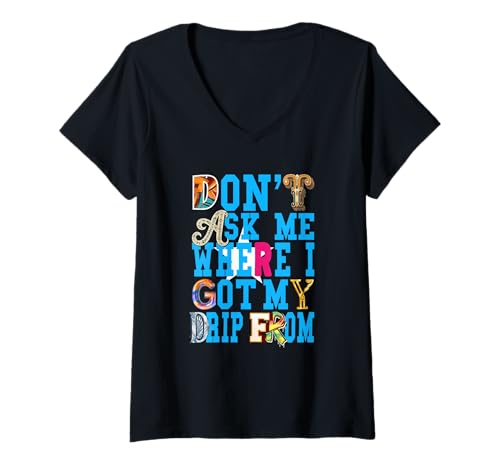 Damen Blue I Gatekeep Die Drip Blue-Grafik T-Shirt mit V-Ausschnitt von Color Match Blue Graphic Tee