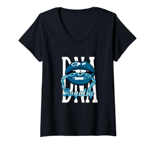 Damen Blue It's In My DNA Blue Graphic T-Shirt mit V-Ausschnitt Damen Blue It's In My DNA Blue Graphic T-Shirt mit V-Ausschnitt von Color Match Blue Graphic apparel