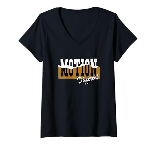 Damen Braun Motion Different Brown Graphic T-Shirt mit V-Ausschnitt von Color Match Brown Graphic Tee
