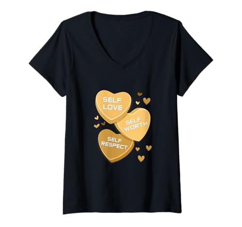 Damen Braune Self-ish v2 Braune Grafik T-Shirt mit V-Ausschnitt Damen Braune Self-ish v2 Braune Grafik T-Shirt mit V-Ausschnitt von Color Match Brown Graphic Tee