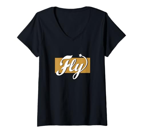 Damen Brown Fly Brown Grafik T-Shirt mit V-Ausschnitt Damen Brown Fly Brown Grafik T-Shirt mit V-Ausschnitt von Color Match Brown Graphic Tee