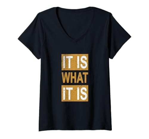 Damen Brown It's Like That Brown Grafik T-Shirt mit V-Ausschnitt von Color Match Brown Graphic Tee