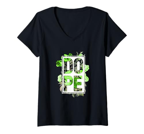 Damen Greem Fresh//DOPE Greem Grafik T-Shirt mit V-Ausschnitt Damen Greem Fresh//DOPE Greem Grafik T-Shirt mit V-Ausschnitt von Color Match Greem Graphic Tee