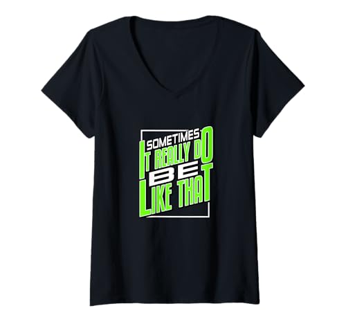 Damen Green It Do Be Like That Green Graphic T-Shirt mit V-Ausschnitt Damen Green It Do Be Like That Green Graphic T-Shirt mit V-Ausschnitt von Color Match Green Graphic Tee