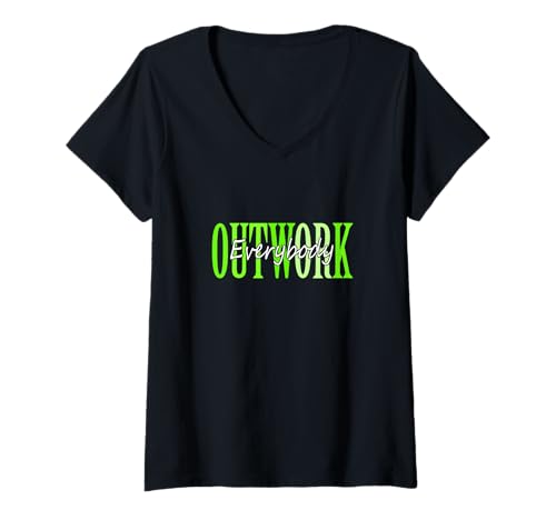 Damen Green Outwork Everybody Grüne Grafik T-Shirt mit V-Ausschnitt von Color Match Green Graphic Tee