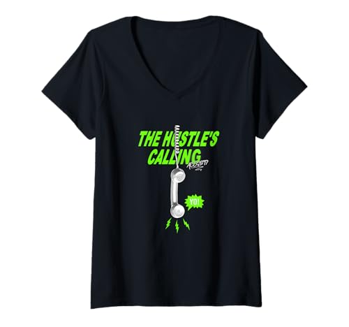 Damen Green Pick Up The Call Green Graphic T-Shirt mit V-Ausschnitt von Color Match Green Graphic Tee