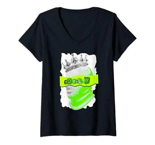 Damen Green The Crown Never Slips Green Graphic T-Shirt mit V-Ausschnitt Damen Green The Crown Never Slips Green Graphic T-Shirt mit V-Ausschnitt von Color Match Green Graphic Tee