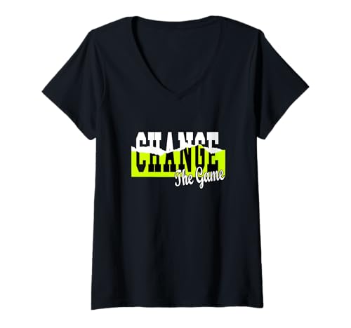 Damen Grün Change It grün Grafik T-Shirt mit V-Ausschnitt von Color Match Green Graphic Tee