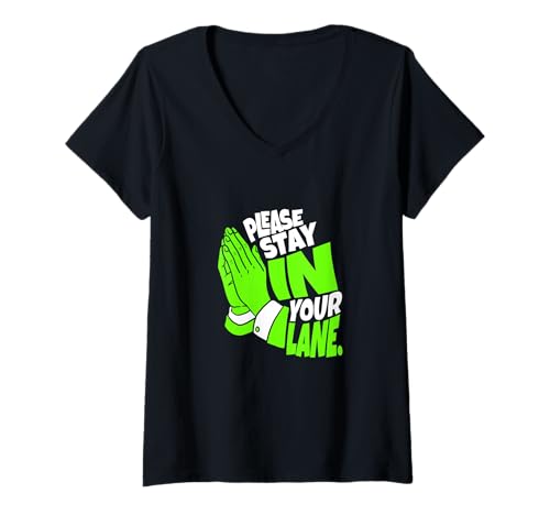 Damen Grün Ihre Fahrspur ist mit grüner Grafik markiert T-Shirt mit V-Ausschnitt von Color Match Green Graphic Tee