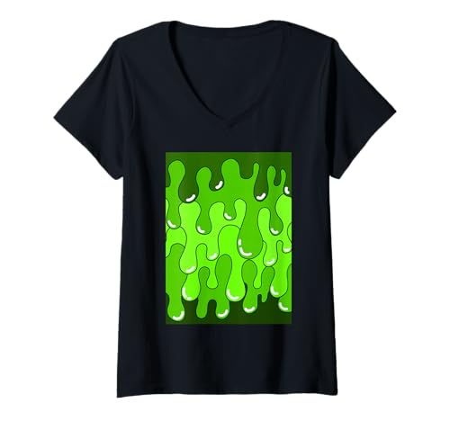 Damen Grüne, tropfgrüne Jelly-Grafik T-Shirt mit V-Ausschnitt Damen Grüne, tropfgrüne Jelly-Grafik T-Shirt mit V-Ausschnitt von Color Match Green Graphic Tee