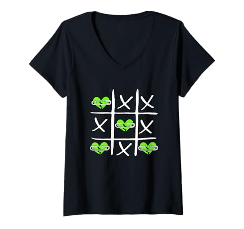 Damen Grüne Grafik für Verlierer/Liebhaber in Grün T-Shirt mit V-Ausschnitt Damen Grüne Grafik für Verlierer/Liebhaber in Grün T-Shirt mit V-Ausschnitt von Color Match Green Graphic Tee
