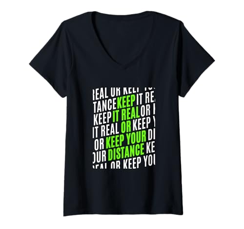 Damen Grüne Real/Distanz-Grün-Grafik T-Shirt mit V-Ausschnitt Damen Grüne Real/Distanz-Grün-Grafik T-Shirt mit V-Ausschnitt von Color Match Green Graphic Tee