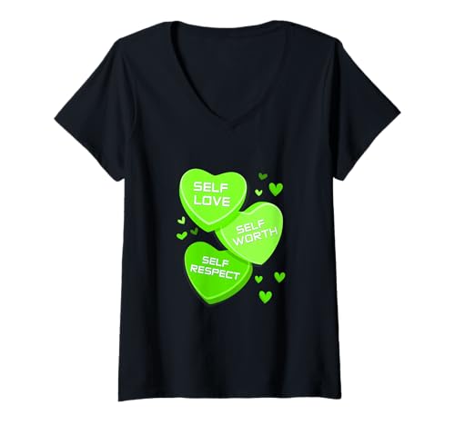 Damen Grüne Self-ish v2 Grüne Grafik T-Shirt mit V-Ausschnitt von Color Match Green Graphic Tee
