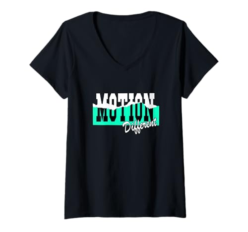 Damen Blaugrün Motion Different Teal Graphic T-Shirt mit V-Ausschnitt von Color Match Light Teal Aqua Graphic Tee