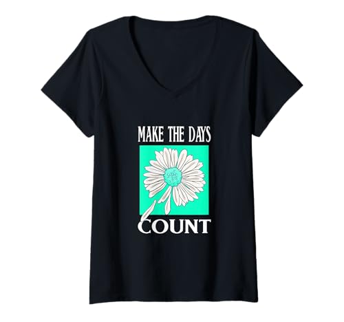 Damen Hellblaugrünes Aquagrafik mit Aufschrift Don't Count The Days T-Shirt mit V-Ausschnitt von Color Match Light Teal Aqua Graphic Tee