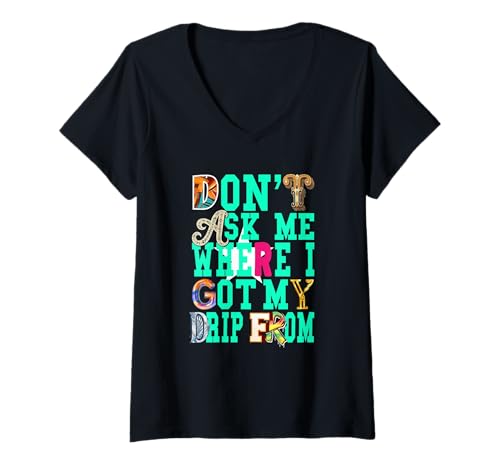 Damen Light Teal Aqua I Gatekeep The Drip Light Blaugrün T-Shirt mit V-Ausschnitt von Color Match Light Teal Aqua Graphic Tee