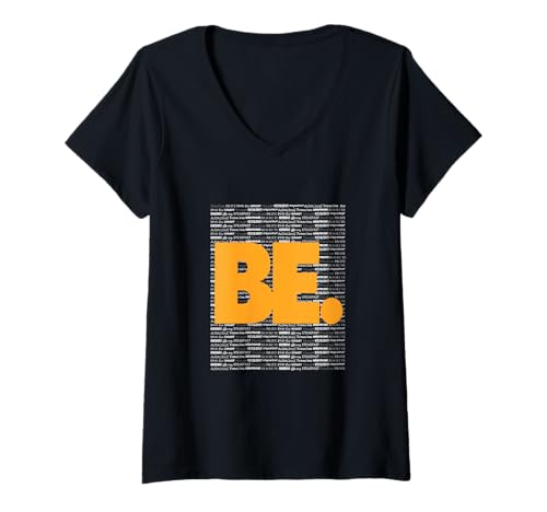 Damen Orange Be. Orange Grafik T-Shirt mit V-Ausschnitt Damen Orange Be. Orange Grafik T-Shirt mit V-Ausschnitt von Color Match Orange Graphic Tee