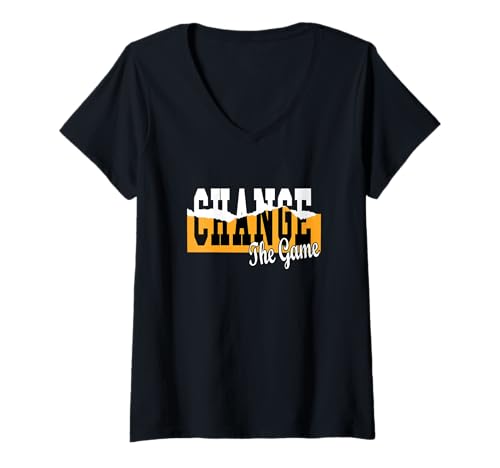 Damen Orange Change It Orange Grafik T-Shirt mit V-Ausschnitt Damen Orange Change It Orange Grafik T-Shirt mit V-Ausschnitt von Color Match Orange Graphic Tee