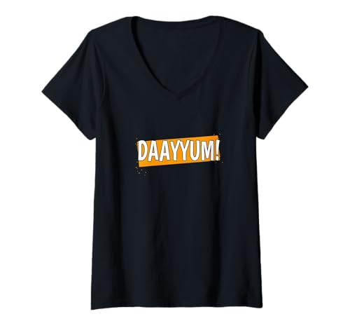 Damen Orange Dayyum! Orange Grafik T-Shirt mit V-Ausschnitt Damen Orange Dayyum! Orange Grafik T-Shirt mit V-Ausschnitt von Color Match Orange Graphic Tee