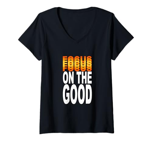 Damen Orange Good Focus Orange Grafik T-Shirt mit V-Ausschnitt Damen Orange Good Focus Orange Grafik T-Shirt mit V-Ausschnitt von Color Match Orange Graphic Tee