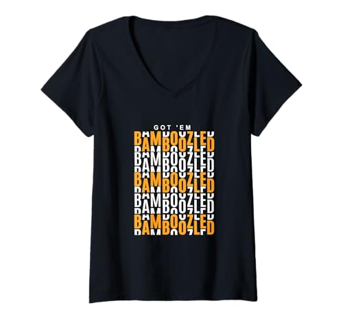 Damen Orange Got'em Bamboozled Orange Grafik T-Shirt mit V-Ausschnitt Damen Orange Got'em Bamboozled Orange Grafik T-Shirt mit V-Ausschnitt von Color Match Orange Graphic Tee