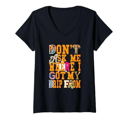 Damen Orange I Gatekeep The Drip Orange Grafik T-Shirt mit V-Ausschnitt Damen Orange I Gatekeep The Drip Orange Grafik T-Shirt mit V-Ausschnitt von Color Match Orange Graphic Tee