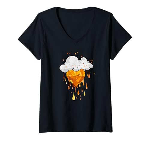 Damen Orange Storms Can't Dim My Shine Orange Grafik T-Shirt mit V-Ausschnitt Damen Orange Storms Can't Dim My Shine Orange Grafik T-Shirt mit V-Ausschnitt von Color Match Orange Graphic Tee