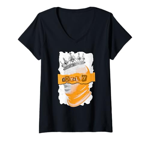 Damen Orange The Crown Never Slips Orange Grafik T-Shirt mit V-Ausschnitt Damen Orange The Crown Never Slips Orange Grafik T-Shirt mit V-Ausschnitt von Color Match Orange Graphic Tee