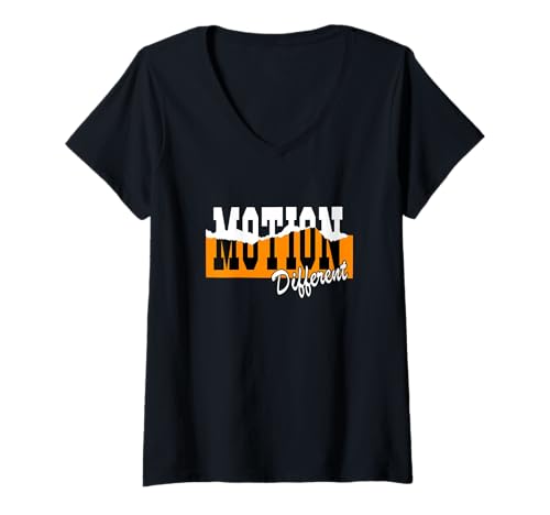 Damen orange Motion Verschiedene orange Grafik T-Shirt mit V-Ausschnitt Damen orange Motion Verschiedene orange Grafik T-Shirt mit V-Ausschnitt von Color Match Orange Graphic Tee